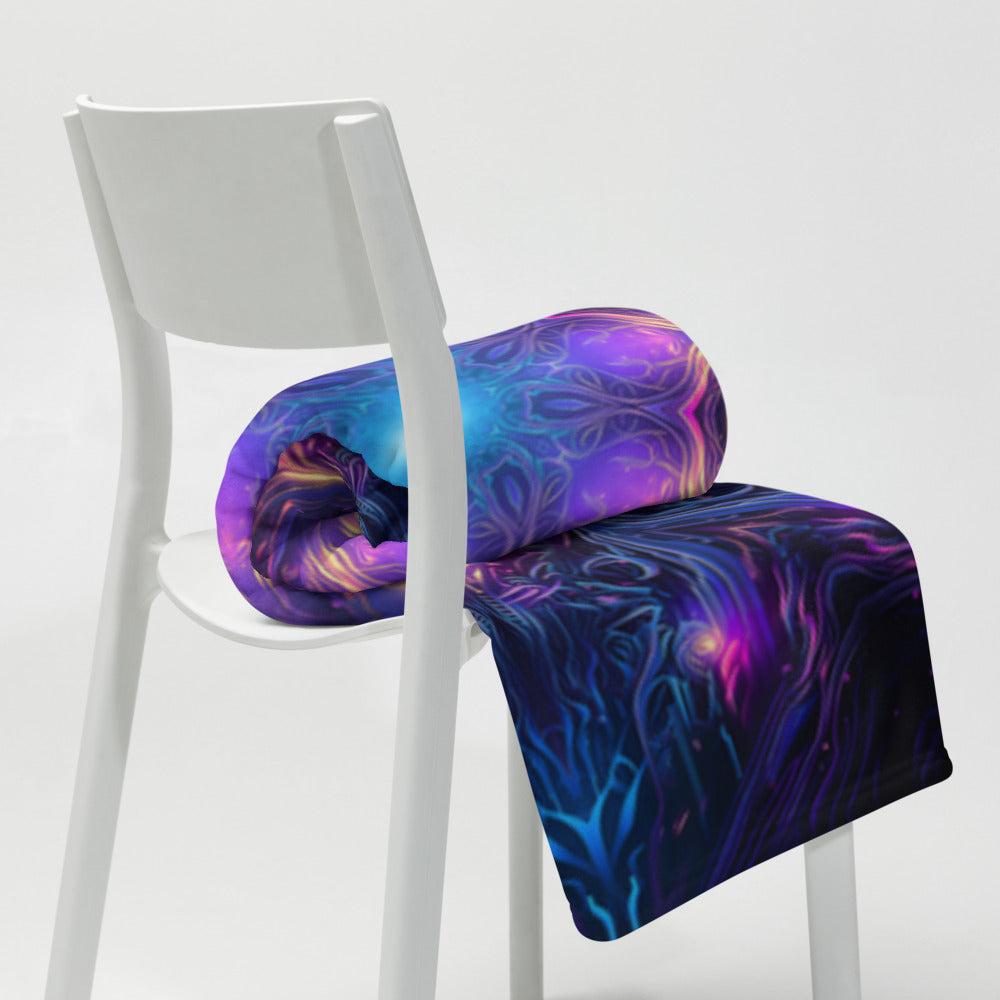 "Twilight Glow Mandala" THROW BLANKET, 50″×60″, Lifestyle 2