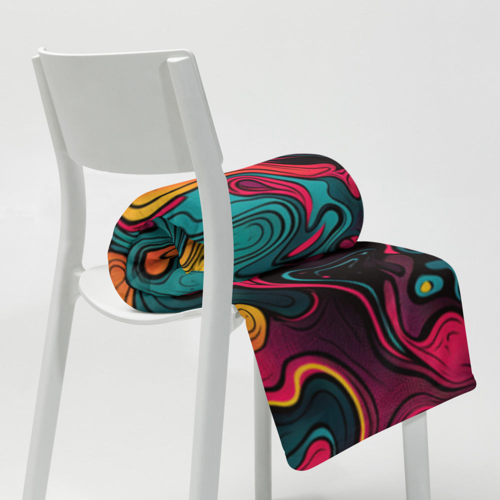 "Neon Oil" THROW BLANKET, 50″×60″, Lifestyle 2