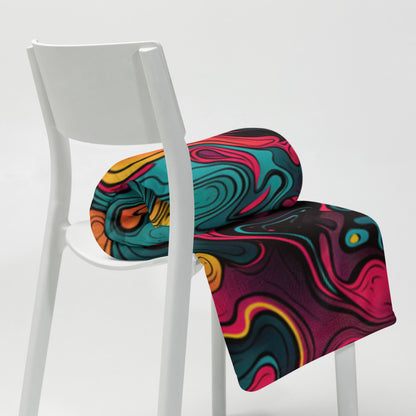 "Neon Oil" THROW BLANKET, 50″×60″, Lifestyle 2