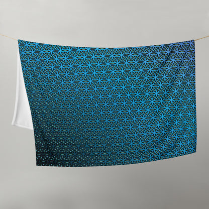 "Blue Flower of Life Pattern" THROW BLANKET, 50″×60″, Front