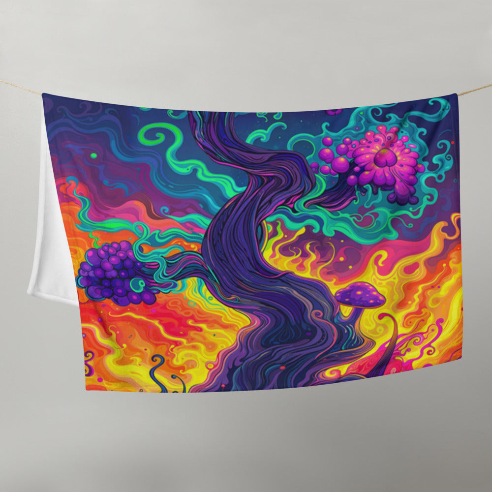 "Mush Tree So Color" THROW BLANKET, 50″×60″, Front
