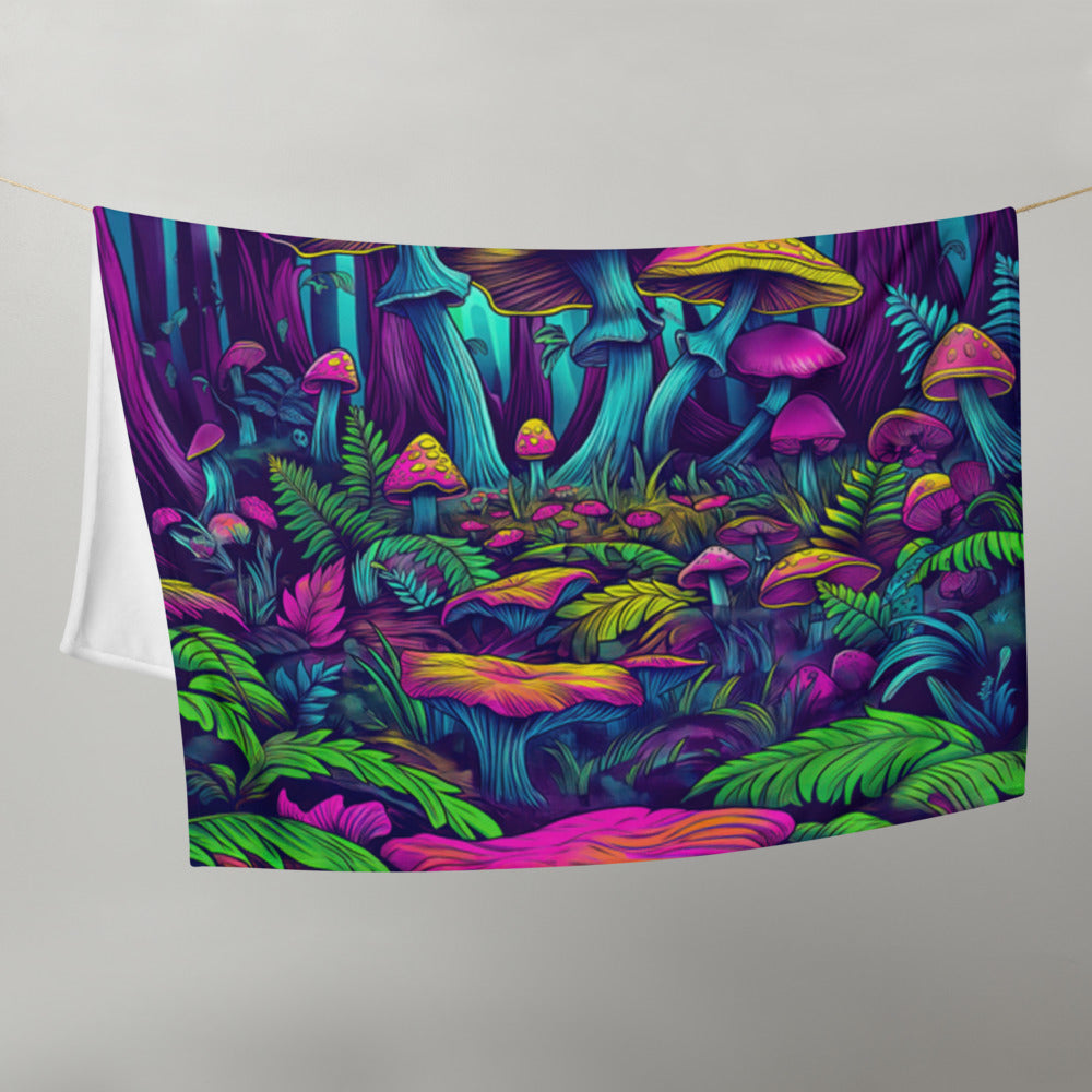 "Mushroom Forest" THROW BLANKET, 50″×60″, Front