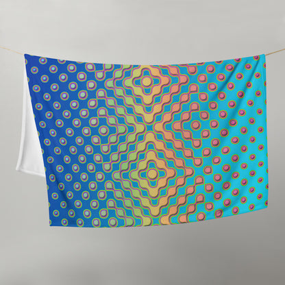 "Morphing Cycles Blue" THROW BLANKET, 50″×60″, Front
