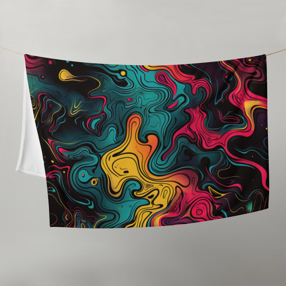 "Neon Oil" THROW BLANKET, 50″×60″, Front