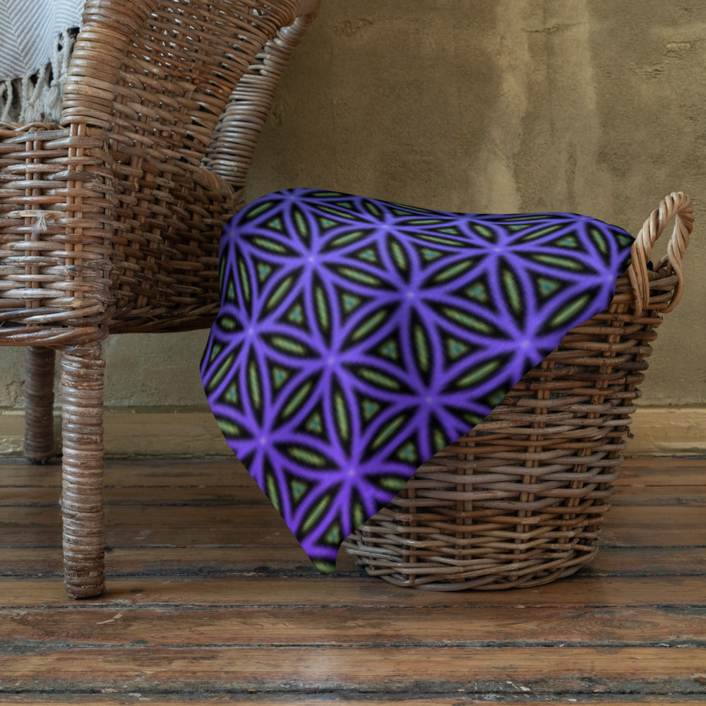 "Blue Flower of Life Pattern" THROW BLANKET, 50″×60″, Lifestyle