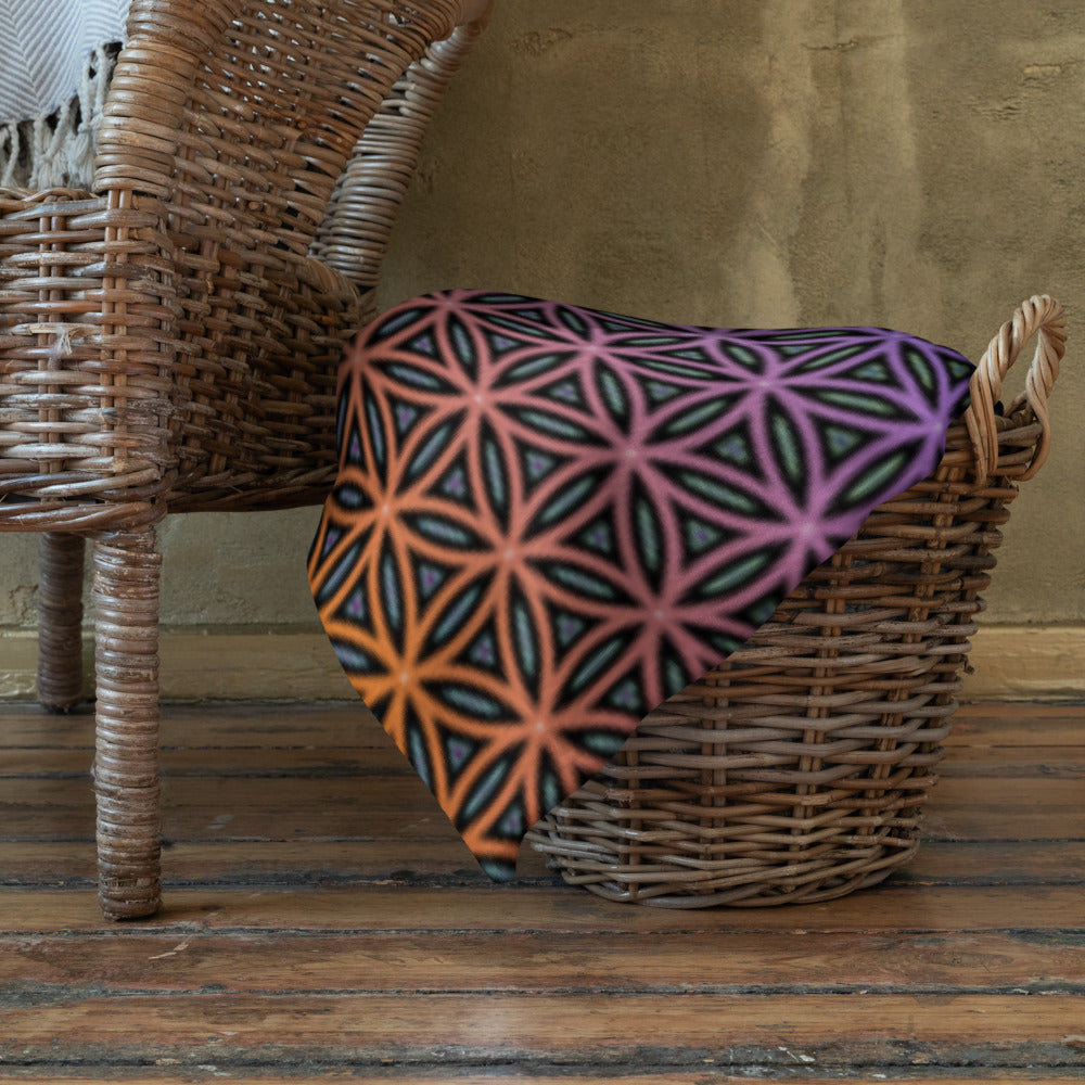 "Rainbow Flower of Life Pattern" THROW BLANKET, 50″×60″, Lifestyle