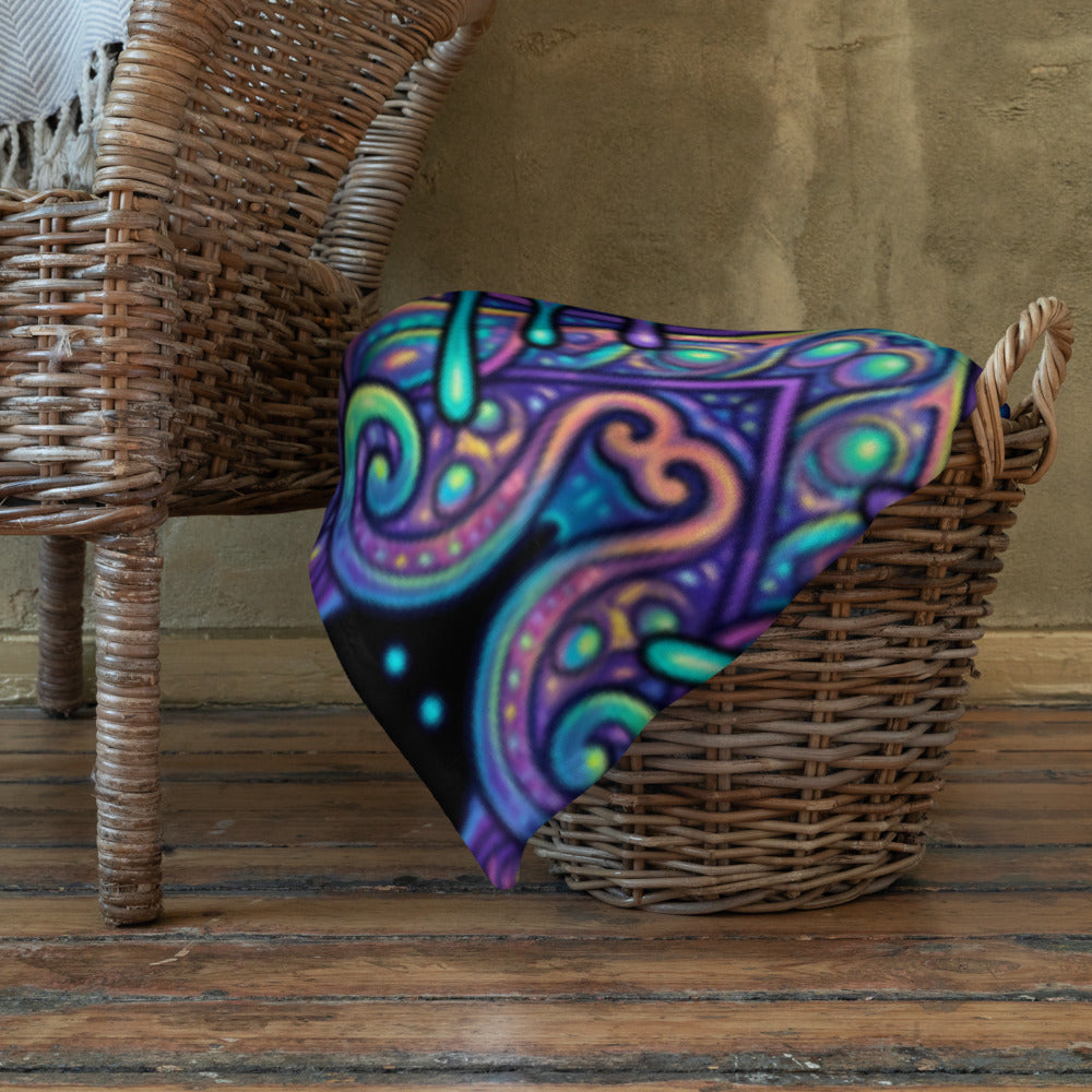 "Higher Pondciousness Mandala" THROW BLANKET, 50″×60″, Lifestyle