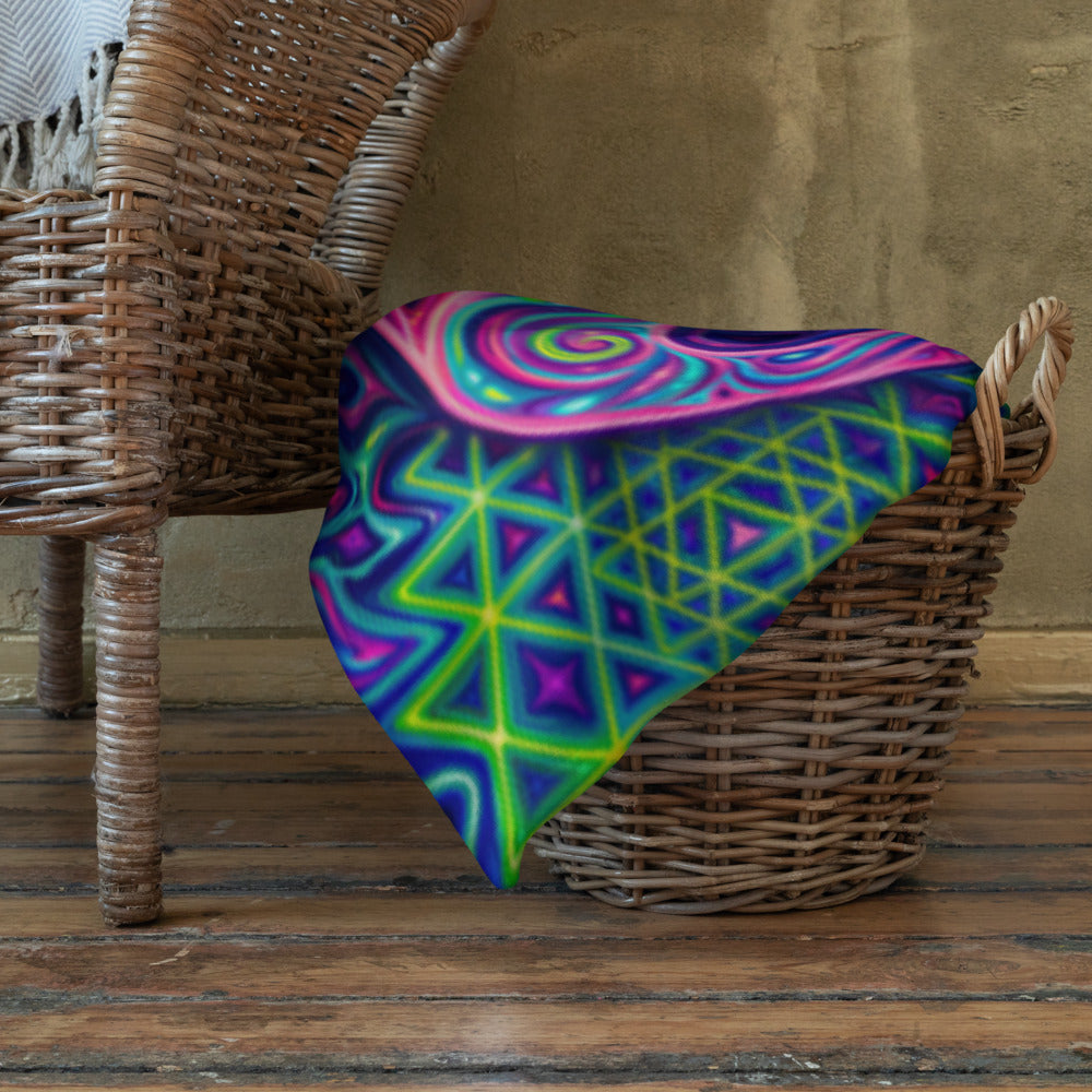 "Oh My Sri Yantra" THROW BLANKET, 50″×60″, Lifestyle