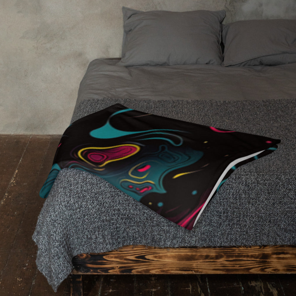 "Neon Oil" THROW BLANKET, 50″×60″, Lifestyle 2