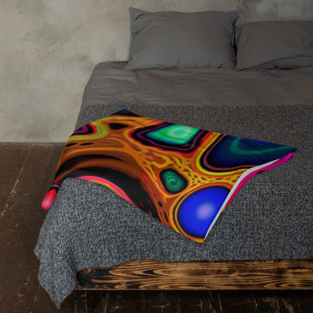 "Psycho Leopard" THROW BLANKET, 50″×60″, Lifestyle 2
