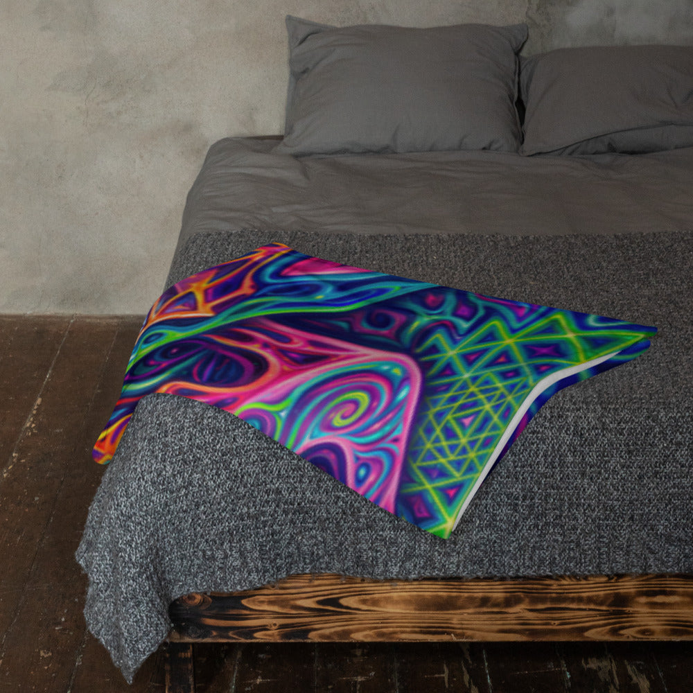 "Oh My Sri Yantra" THROW BLANKET, 50″×60″, Lifestyle 2
