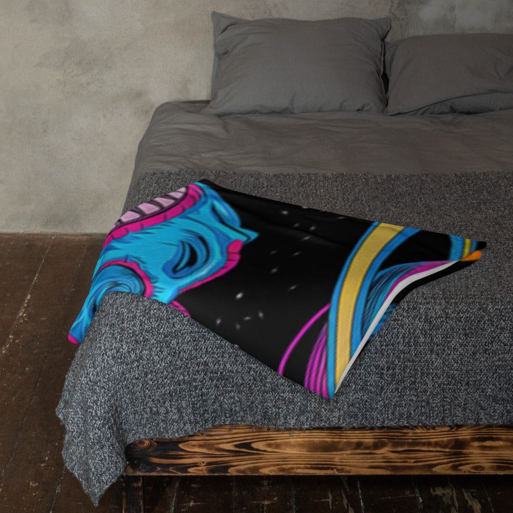 "Space-Rex" THROW BLANKET, 50″×60″, Lifestyle 2