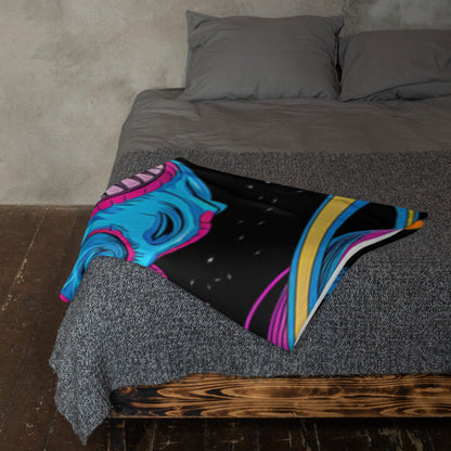 "Space-Rex" THROW BLANKET, 50″×60″, Lifestyle 2