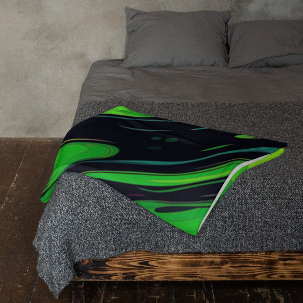 "Slimer" THROW BLANKET, 50″×60″, Lifestyle 2