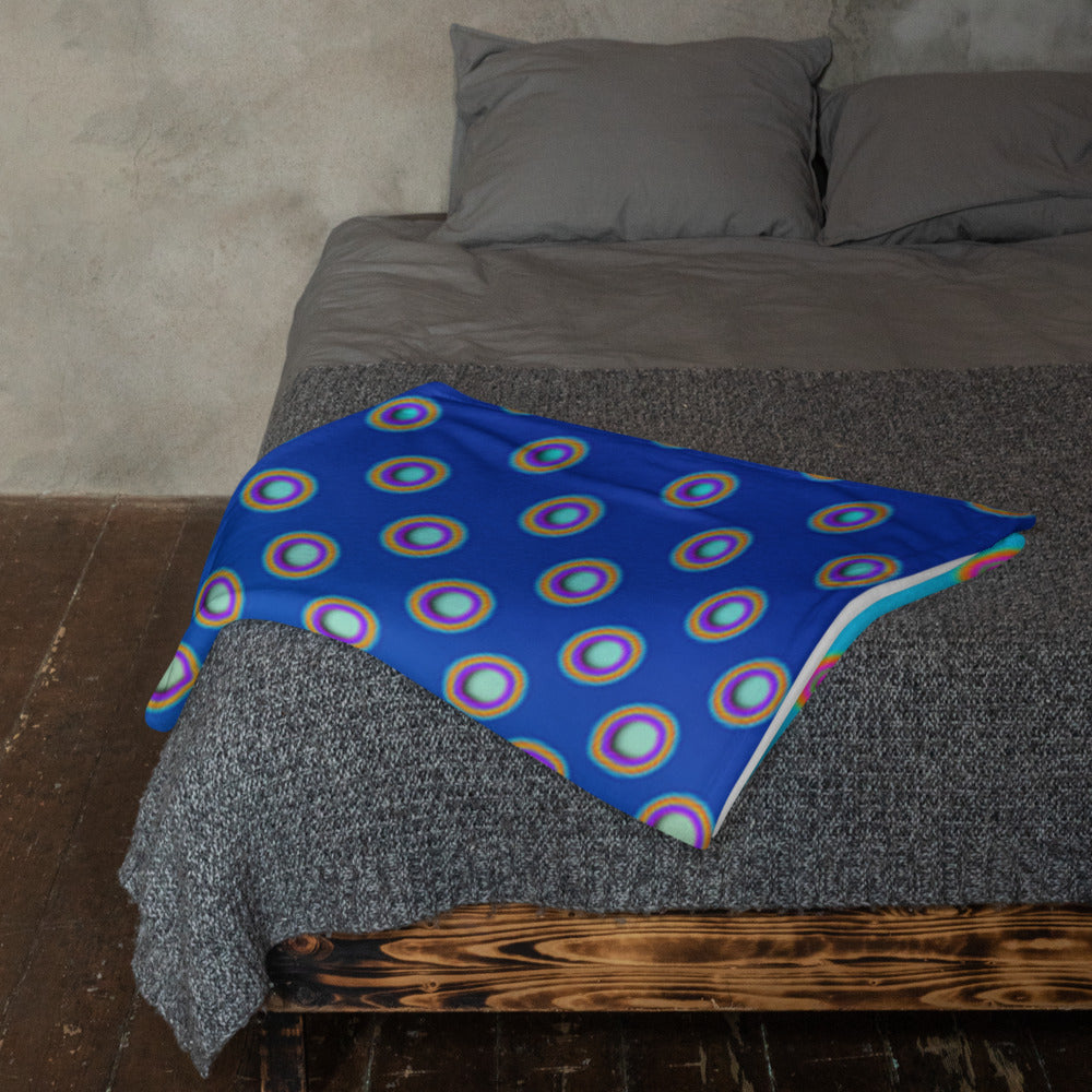 "Morphing Cycles Blue" THROW BLANKET, 50″×60″, Lifestyle 2