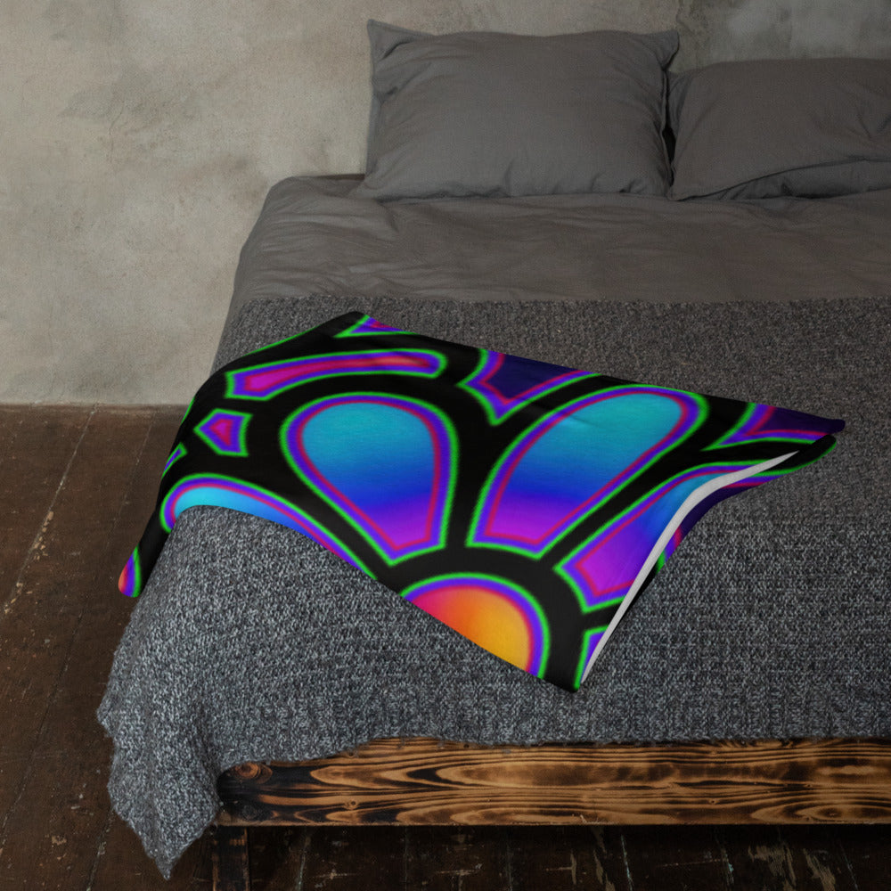 "Mystic Floral Collage" THROW BLANKET, 50″×60″, Lifestyle 2