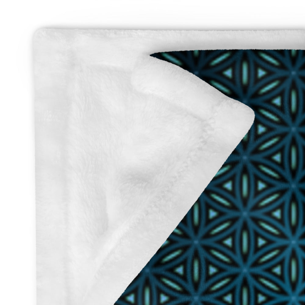 "Blue Flower of Life Pattern" THROW BLANKET, 50″×60″, Product details