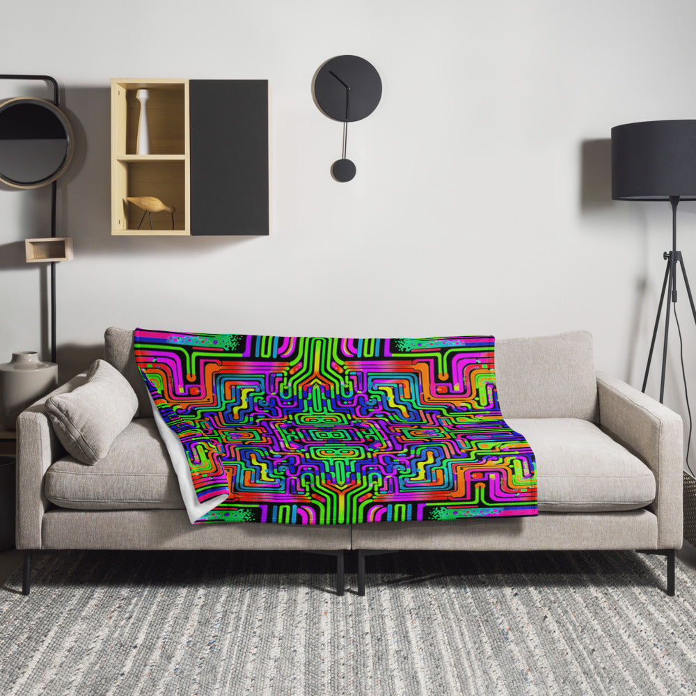 "Borg Rave" THROW BLANKET, 50″×60″, Lifestyle