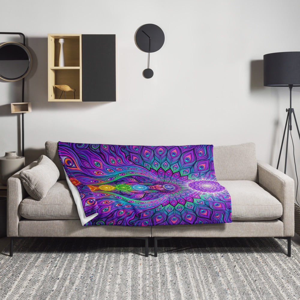 "Shamanic Emanation" THROW BLANKET, 50″×60″, Lifestyle