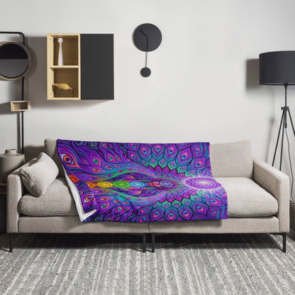 "Shamanic Emanation" THROW BLANKET, 50″×60″, Lifestyle