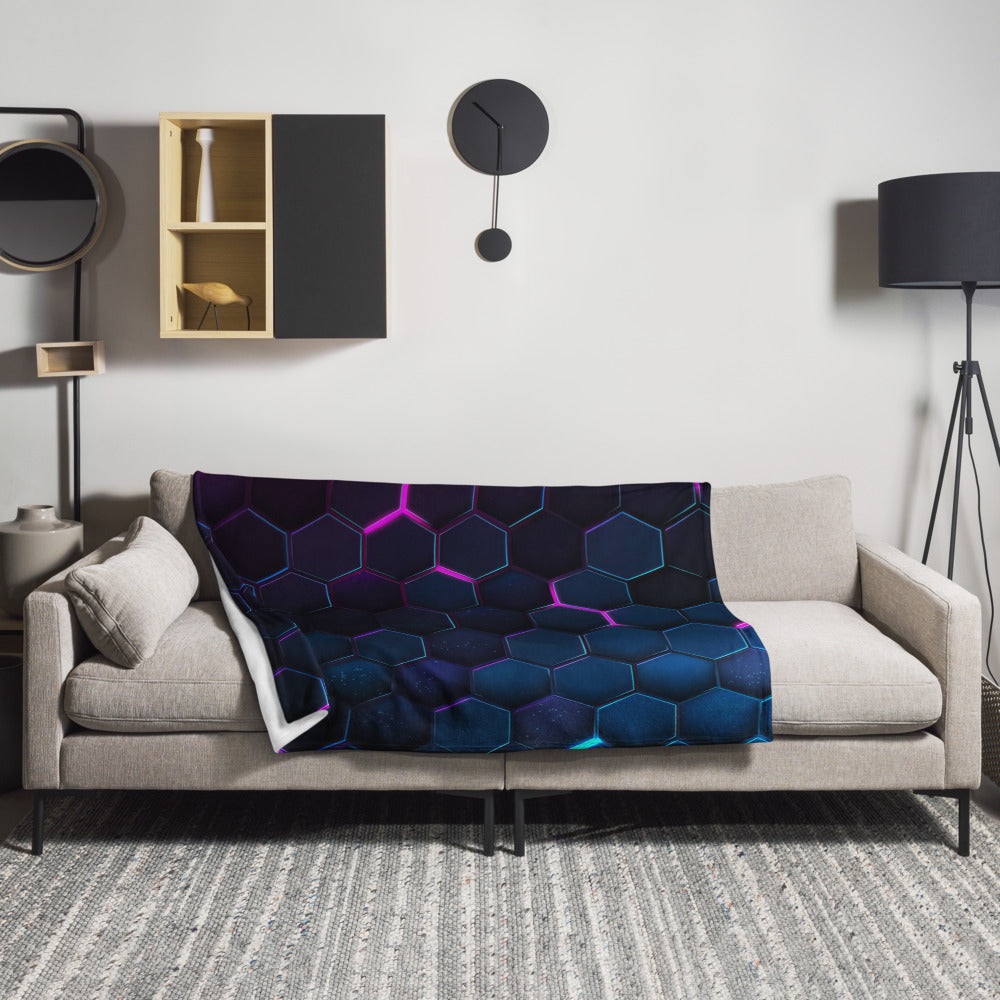 "Dark Honeycomb" THROW BLANKET, 50″×60″, Lifestyle