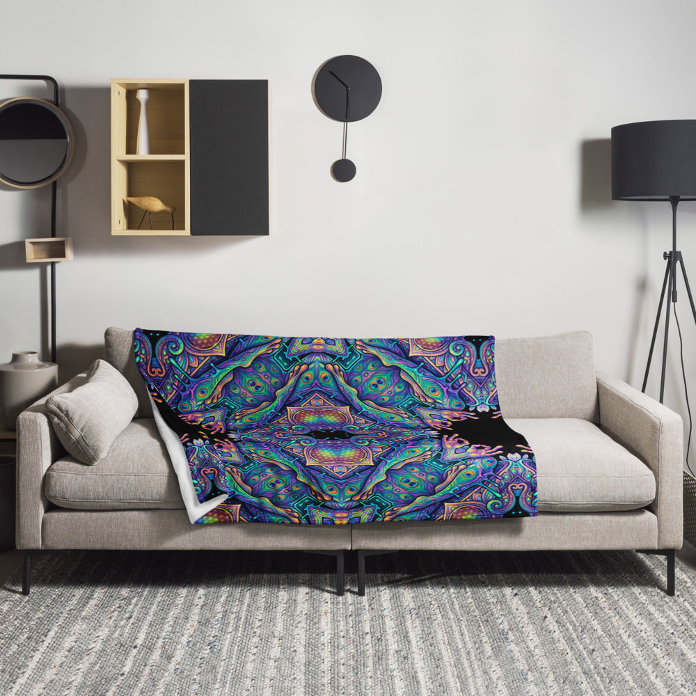 "Higher Pondciousness Mandala" THROW BLANKET, 50″×60″, Lifestyle