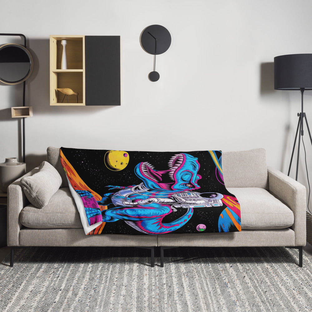 "Space-Rex" THROW BLANKET, 50″×60″, Lifestyle