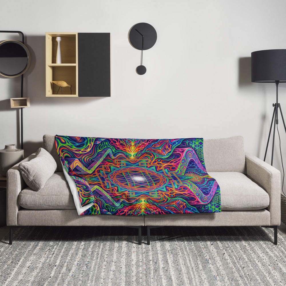 "Oh My Sri Yantra" THROW BLANKET, 50″×60″, Lifestyle
