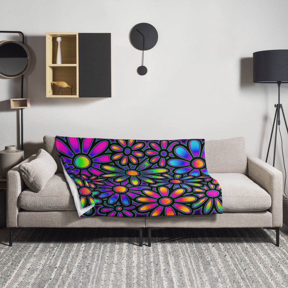"Mystic Floral Collage" THROW BLANKET, 50″×60″, Lifestyle