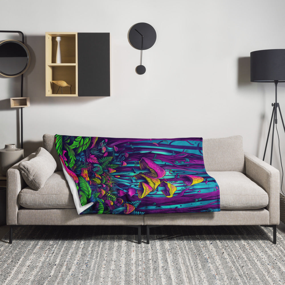 "Mushroom Forest" THROW BLANKET, 50″×60″, Lifestyle