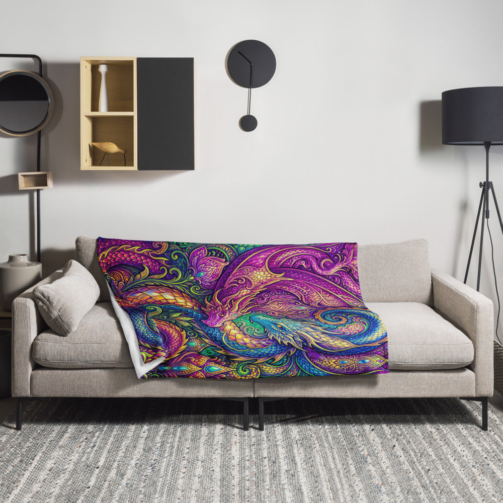 "LovDragons" THROW BLANKET, 50″×60″, Lifestyle