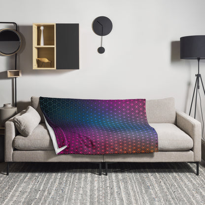 "Rainbow Flower of Life Pattern" THROW BLANKET, 50″×60″, Lifestyle