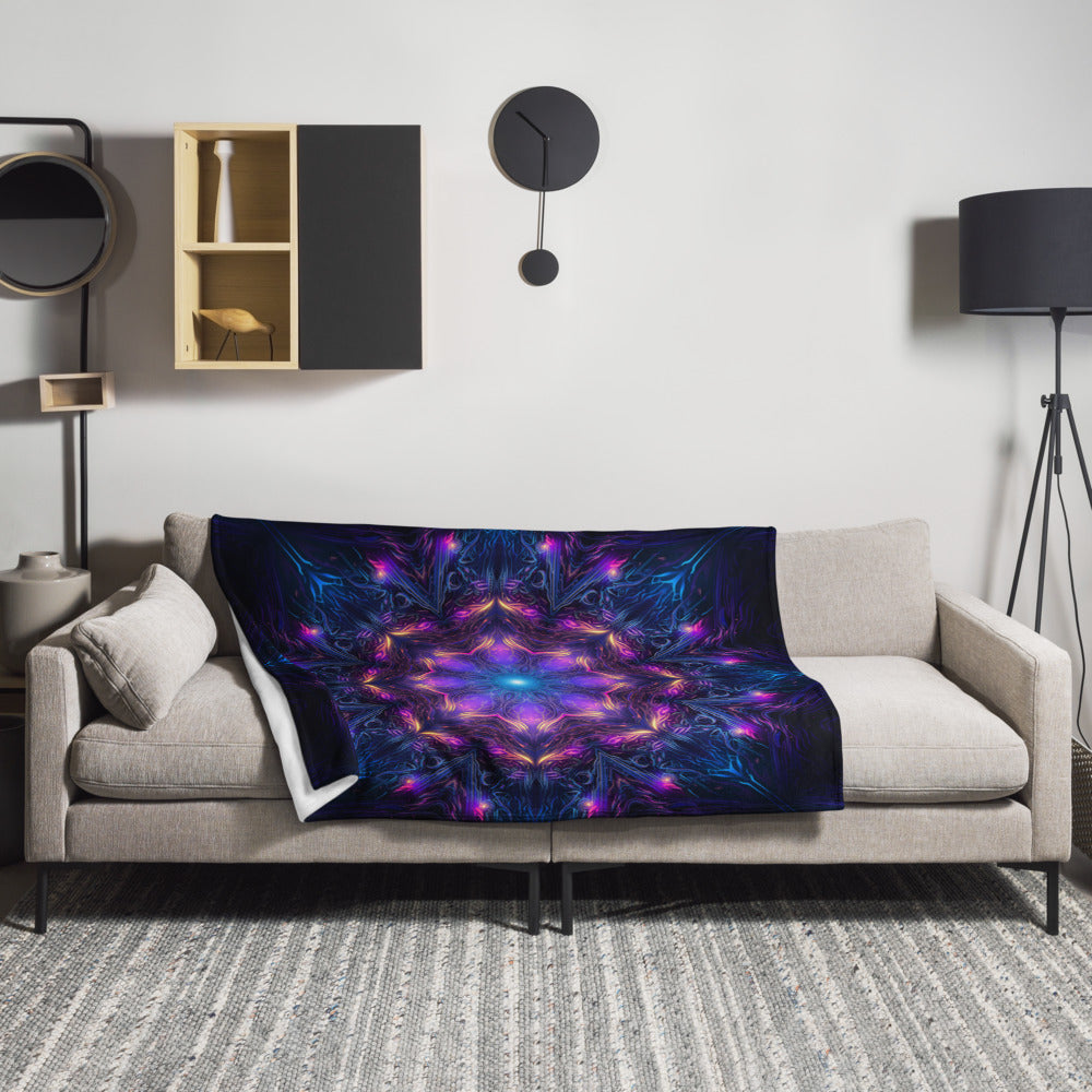 "Twilight Glow Mandala" THROW BLANKET, 50″×60″, Lifestyle