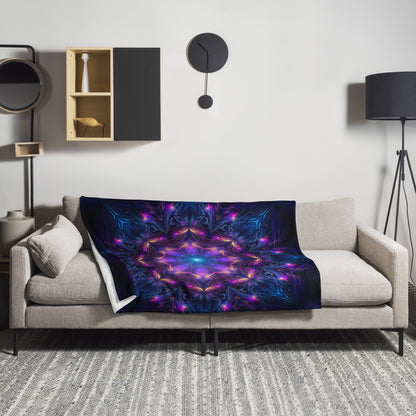 "Twilight Glow Mandala" THROW BLANKET, 50″×60″, Lifestyle
