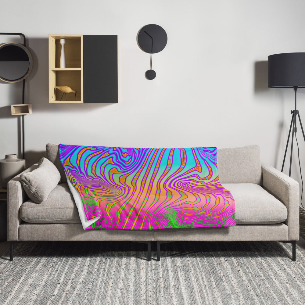 "Neon King" THROW BLANKET, 50″×60″, Lifestyle