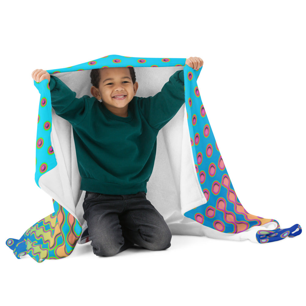 "Morphing Cycles Blue" THROW BLANKET, 50″×60″, Front