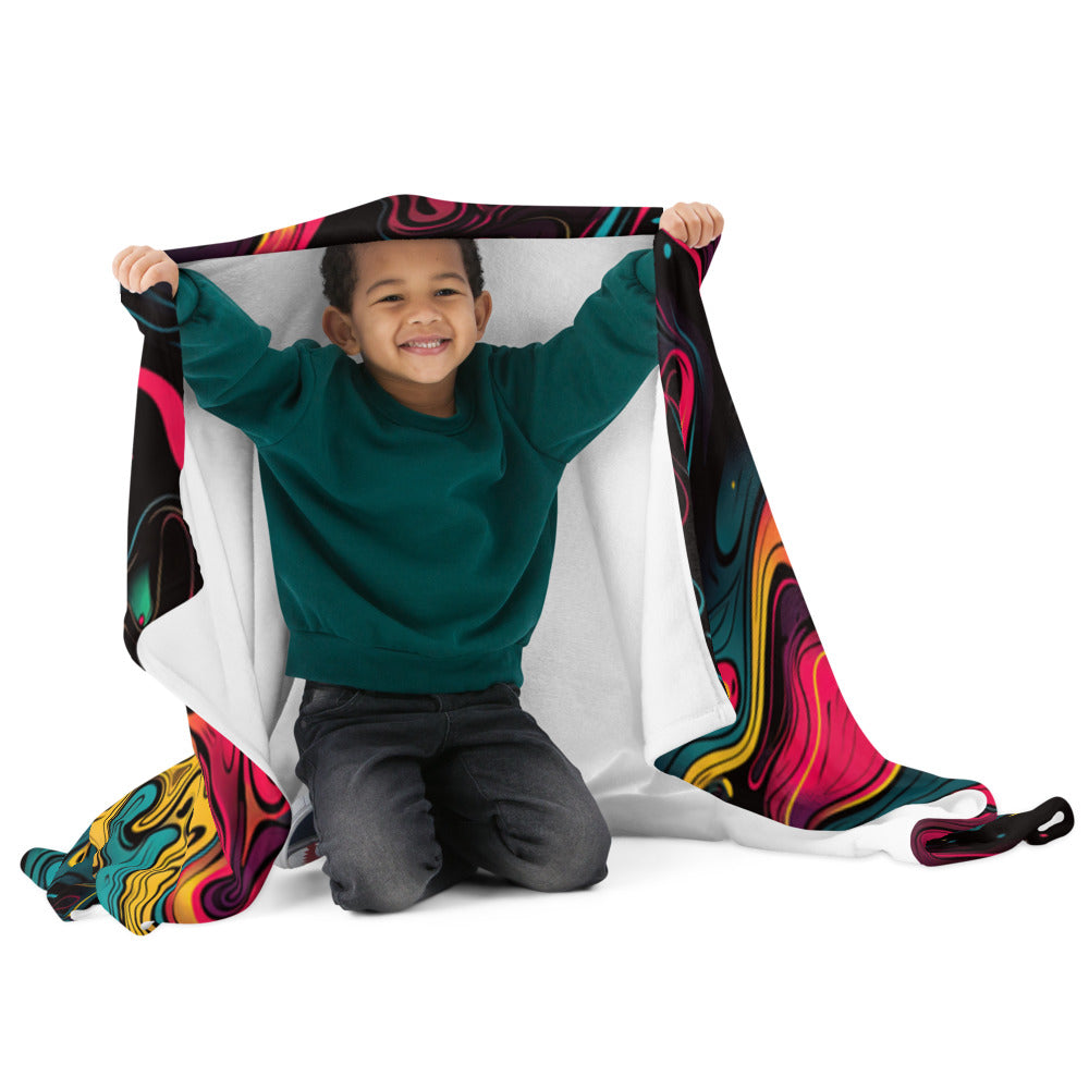 "Neon Oil" THROW BLANKET, 50″×60″, Front