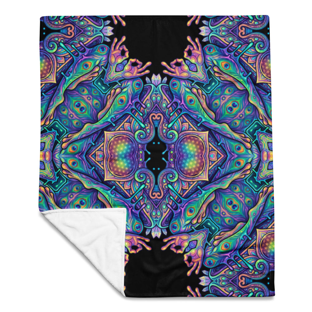 "Higher Pondciousness Mandala" THROW BLANKET, 50″×60″, Front