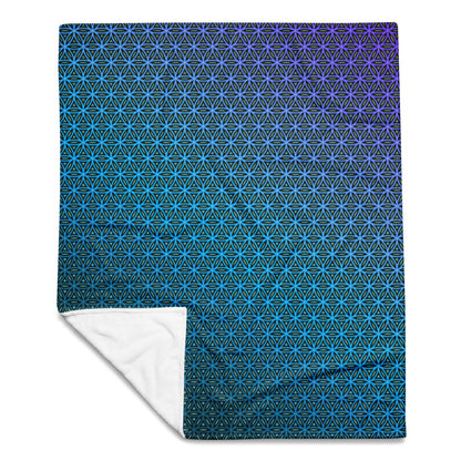 "Blue Flower of Life Pattern" THROW BLANKET, 50″×60″, Front
