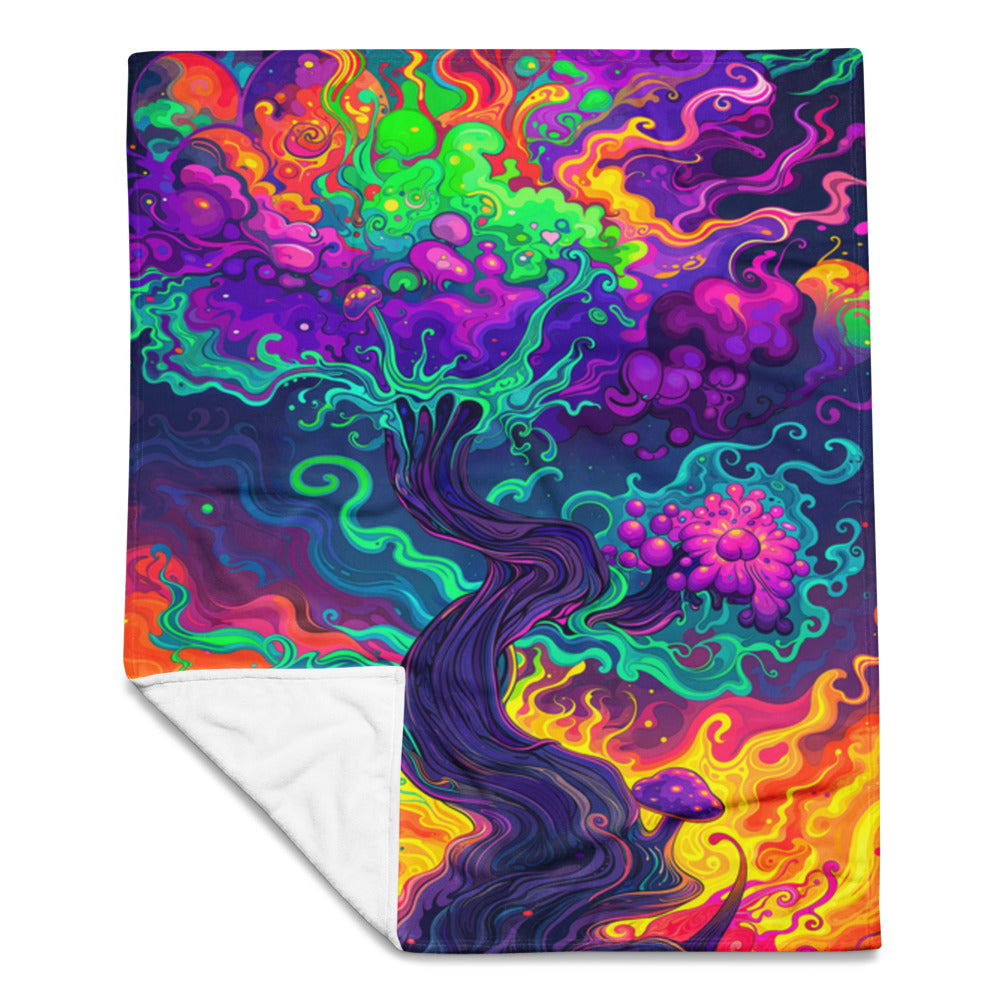 "Mush Tree So Color" THROW BLANKET, 50″×60″, Front