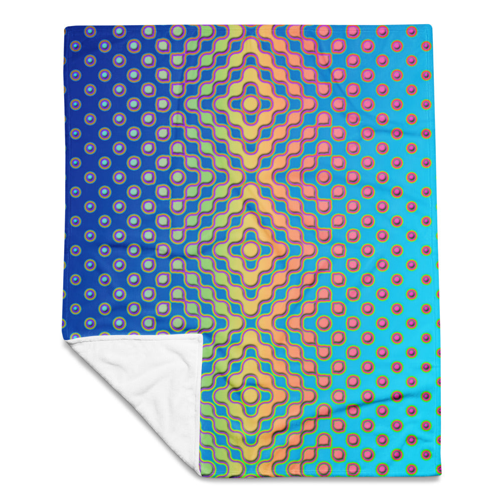 "Morphing Cycles Blue" THROW BLANKET, 50″×60″, Front