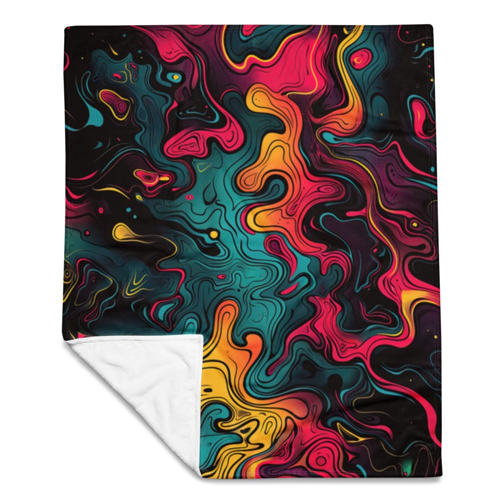"Neon Oil" THROW BLANKET, 50″×60″, Front