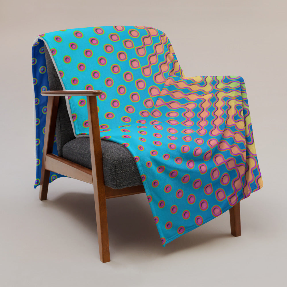 "Morphing Cycles Blue" THROW BLANKET, 60″×80″, Lifestyle