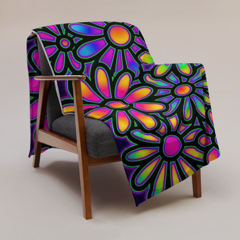 "Mystic Floral Collage" THROW BLANKET, 60″×80″, Lifestyle