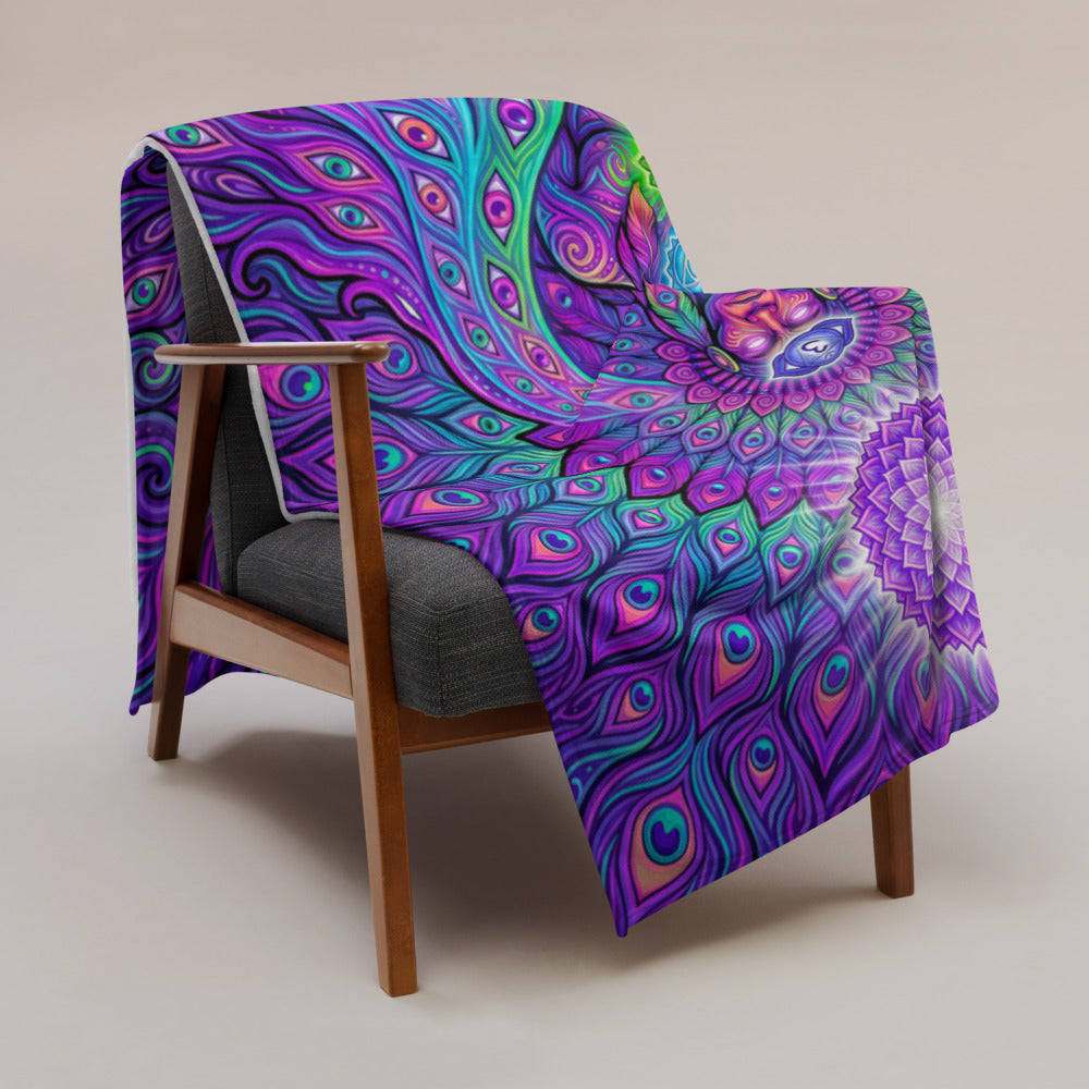 "Shamanic Emanation" THROW BLANKET, 60″×80″, Lifestyle