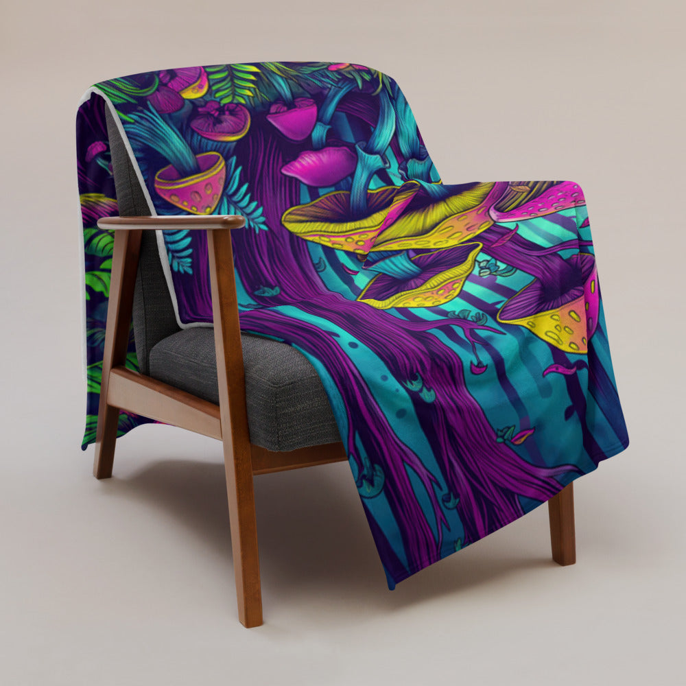"Mushroom Forest" THROW BLANKET, 60″×80″, Lifestyle