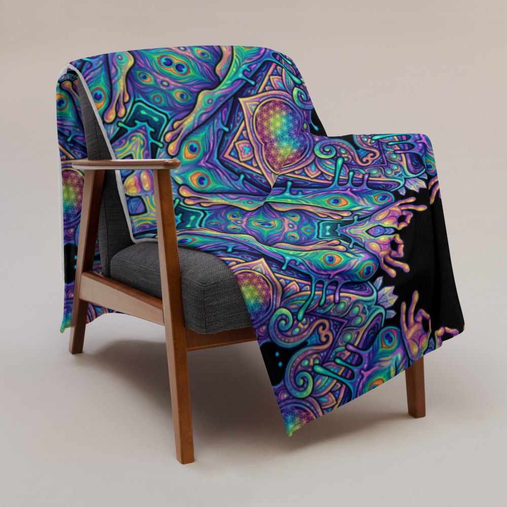 "Higher Pondciousness Mandala" THROW BLANKET, 60″×80″, Lifestyle