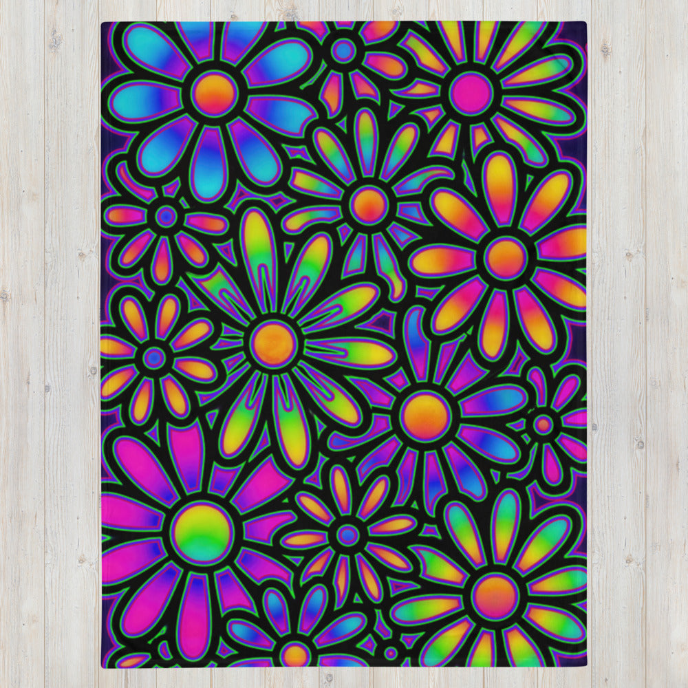 "Mystic Floral Collage" THROW BLANKET, 60″×80″, Front