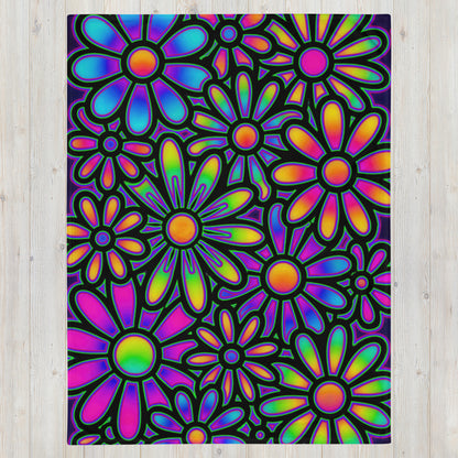 "Mystic Floral Collage" THROW BLANKET, 60″×80″, Front