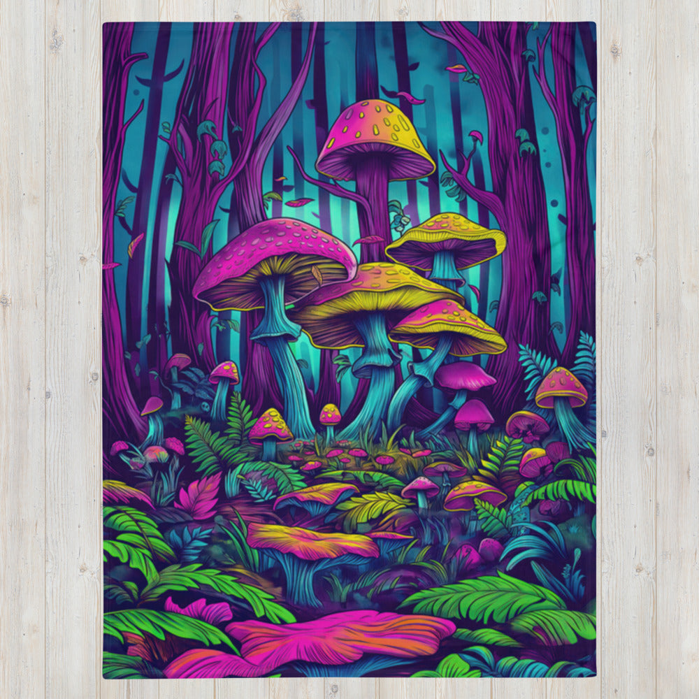 "Mushroom Forest" THROW BLANKET, 60″×80″, Front